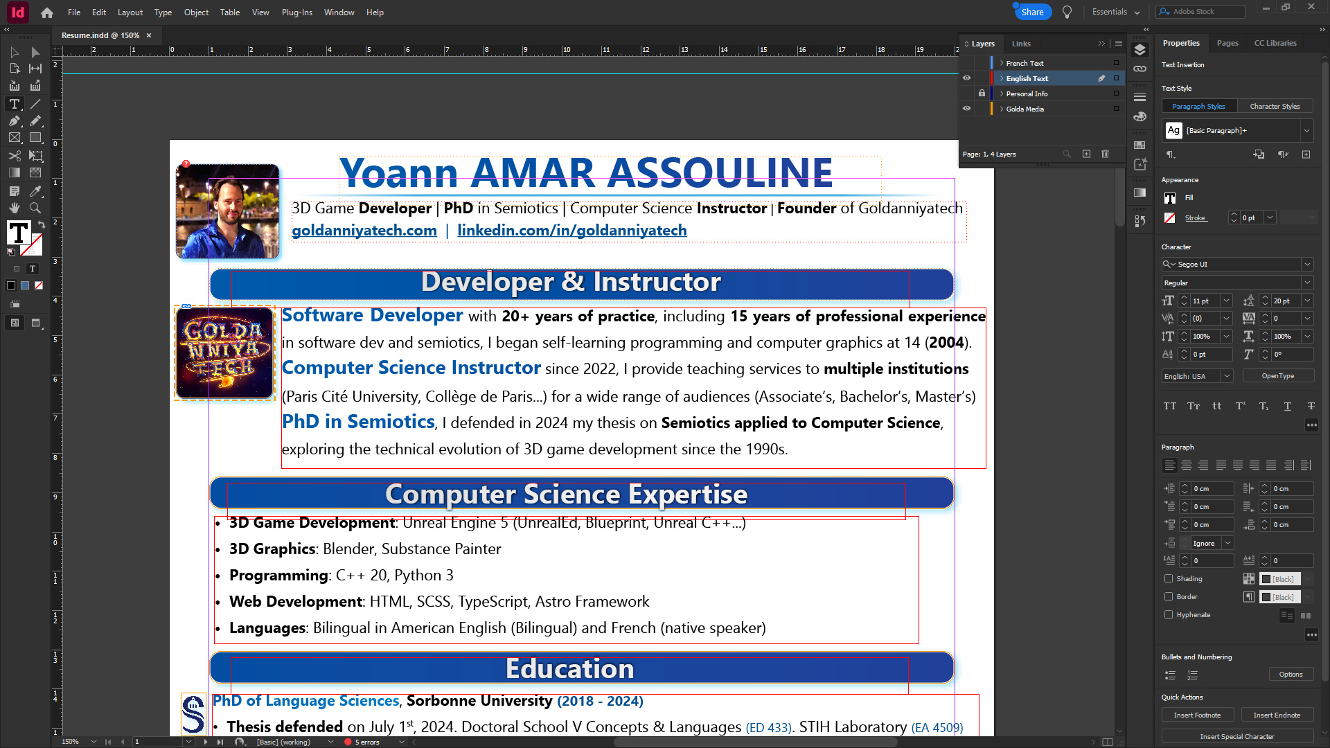 Resume in English