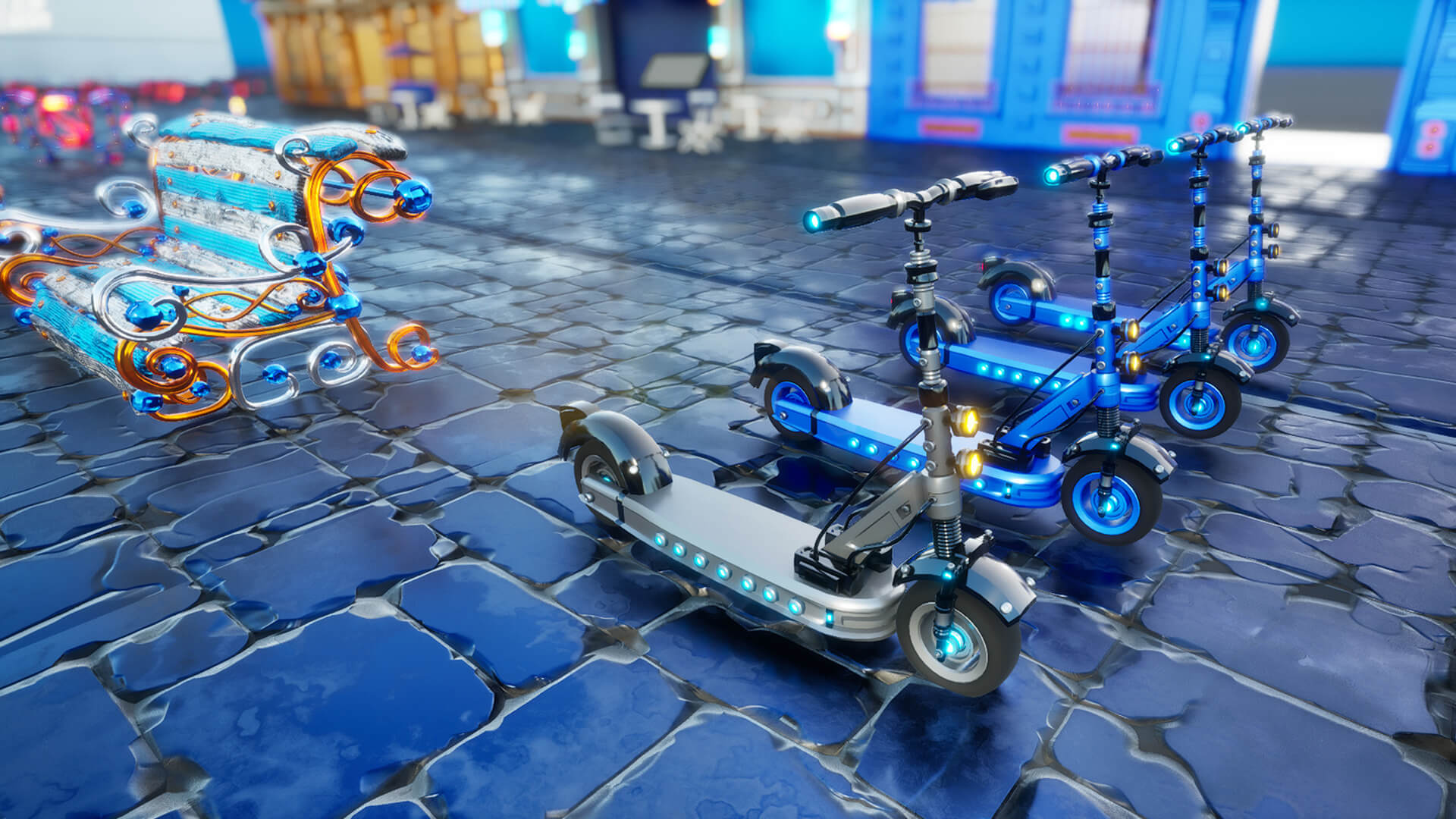 Electric Scooter from the Goldanniyatech open-world game