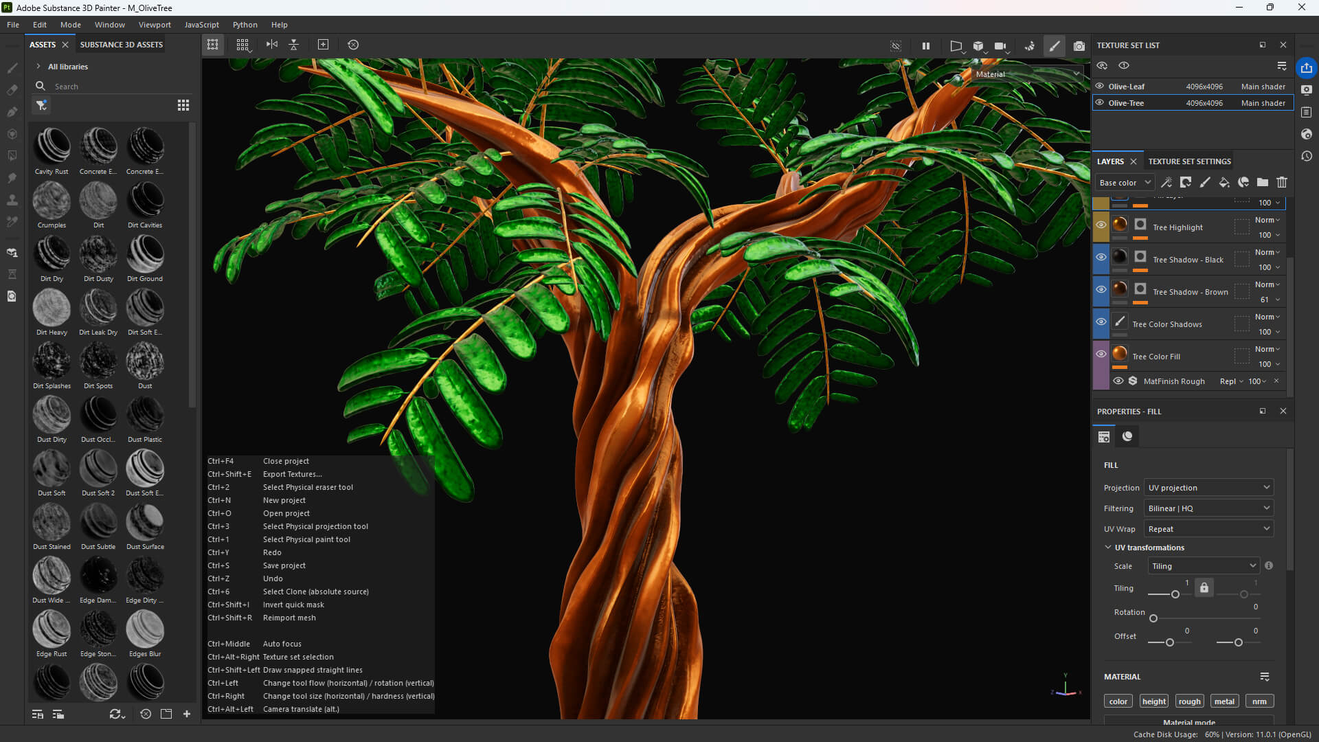 Olive tree textured using Substance Painter for Goldanniyatech